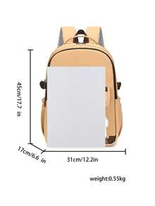 Nueva llegada Mochila estilo universitario, gran capacidad para estudiantes de secundaria y preparatoria - Caqui - Ver 2