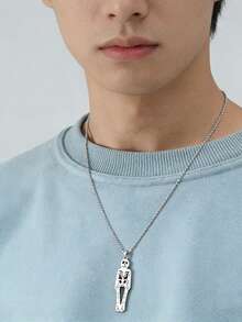 1件装暗黑风格人体骷髅项链，万圣节礼物 - 銀色 - 查看 1