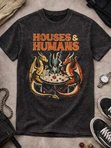 Best-Selling In Summer Best-Selling In Summer 1 Pcs Men's Fun RPG Game T-Shirt - Dragon And Human Battle Design Inspired By &Lt; Dungeons &Amp; Dragons &Gt; - Bold D20 Tabletop RPG Graphic T-Shirt - Suitable For D &Amp; D Fans, Casual Players At Game Nights And Exhibitions - Machine Washable Geek Clothing, Crew Neck, Regular Fit, Bright Fantasy Print, Perfect Gift For Role-Playing Game Enthusiasts 210g 100% Cotton - 黑色 - 查看 2