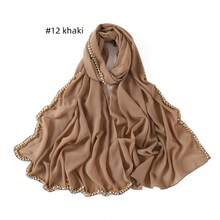 1pc Women's Chiffon Beaded Scarf, Malaysian Headscarf, Fresh And Sweet Long Scarf - Multicolor - View 17