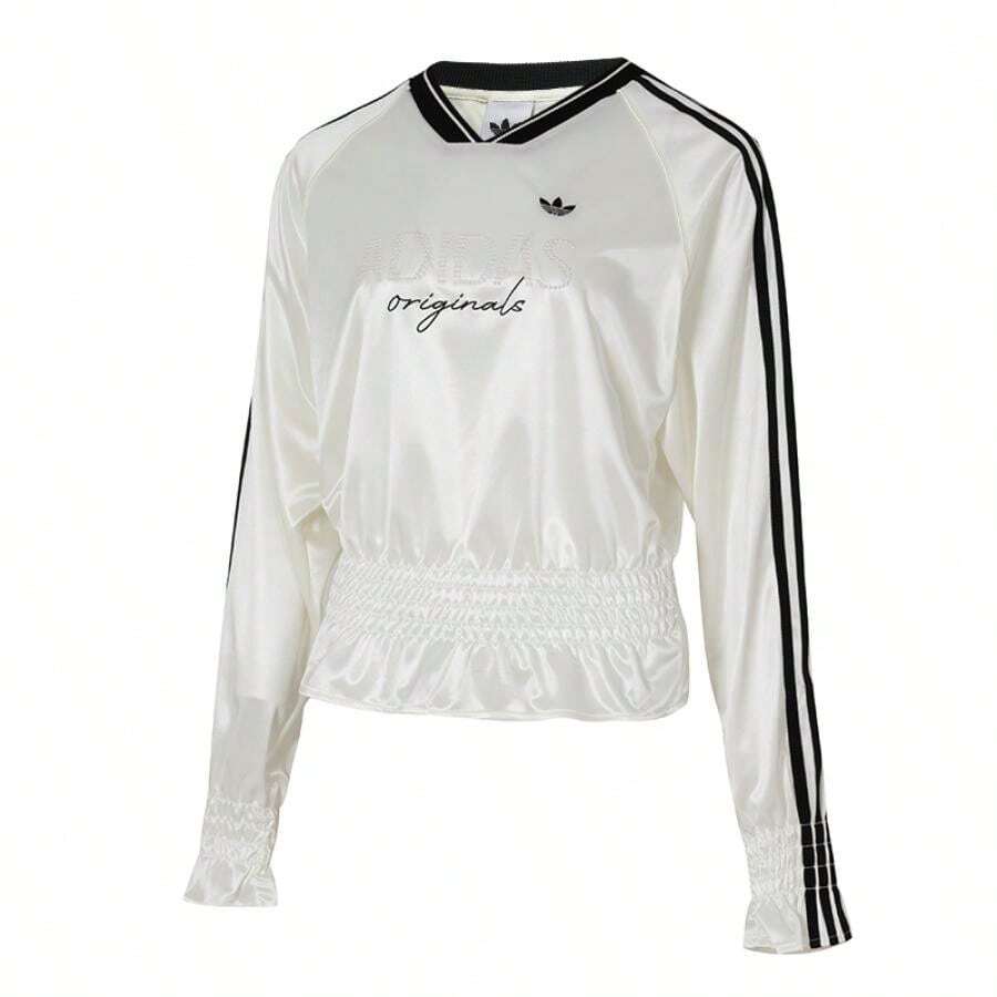 Adidas 女士舒适休闲运动通勤T恤 褶皱针织 KS2879 - 漢玉白 - 查看 1