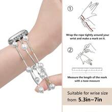 1条奢华夸张仿珍珠弹力手链表带，兼容表带38mm 40mm 41mm 44mm 45mm 49mm（S10 42mm）（S10 46mm），时尚复古魅力手链表带，兼容 Series 11 Ultra 3 SE3 Ultra 2 S10 SE2 9 8 7 SE 6 5 4 3 2 1，适合搭配各种服饰，日常佩戴，假日休闲。 - 銀色 - 查看 4