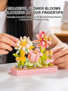 Bộ bó hoa dành cho người lớn unisex, đồ chơi lắp ráp hoa mini, đồ chơi cây mọng nước, chậu và bình hoa, đồ chơi sưu tập cây cảnh, cây trồng trong chậu sáng tạo, đồ chơi lắp ráp sáng tạo, bao gồm Starlight Wish, Crimson Eternal, Water Flower Shadow, Cactus Dream, Fairy Grace, Chrysanthemum Breeze và 6 loại hoa khác. - Nhiều màu - Xem 5
