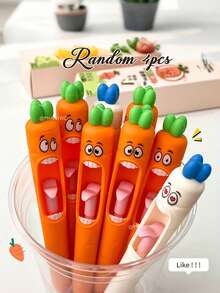 多功能胡萝卜造型中性笔,创意新颖的返校文具,塑料材质,黑色墨水,趣味复活节礼物和派对小礼品,卡通风格返校笔,学生和上班族的理想之选,减压圆珠笔,趣味减压笔,生日礼物,圣诞礼物——独特礼物 - 彩色 - 查看 15
