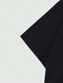 FRACTYR Men's Summer Casual Street Fashion Minimalist English Graphic Double-Sided Loose Fit Printed Round Neck Short Sleeve T-Shirt - Black - View 6