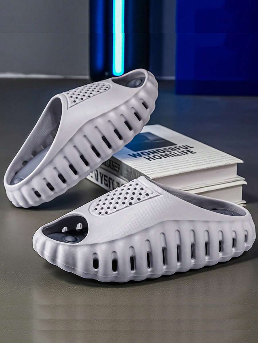 Quick-Dry Beach Slippers - Non-Slip Thick EVA Sandals, Suitable For Pool And Travel - Grey - View 1