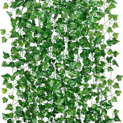 90pcs/1-10pcs Set Removable Artificial Virginia Creeper Leaves, UV-Resistant Plastic Plants, Suitable For Living Room, Kitchen, Balcony, Garden Decor, Bedroom, Rustic Style Decor, Indoor/Outdoor Background Decor, Gifts, Birthday Party, Vine Decor