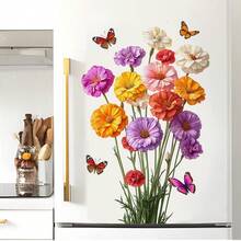 1/4 套花卉墙贴，可移除可重复使用的向日葵、郁金香、蝴蝶贴纸，适用于客厅、卧室、冰箱，植物艺术美学自然装饰 - 花卉牆貼 - 查看 5