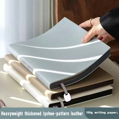 [Textura de lujo de litchi] Cuaderno premium, papel de 100 g/m² de grosor - Sin fugas de tinta, anti-fugas de tinta, escritura ultra suave | Cubierta de piel de PU gruesa, tacto agradable para la piel | Diseño de marco de color elegante, páginas interiores gruesas, cuaderno de alta gama exquisito para oficina de negocios, adecuado para diario, oficina, toma de notas, regalos (elegante y duradero) Cuaderno, diario, regalos de alta gama, artículos de oficina #Escritura