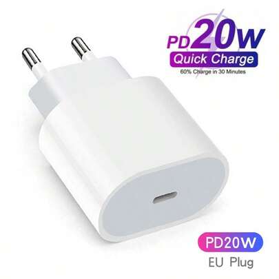 ชุดชาร์จ 20W, ปลั๊ก EU, ที่ชาร์จติดผนังป้องกันอเนกประสงค์ 20W PD, ชุดที่ชาร์จและสายเคเบิลข้อมูลเร็ว, พร้อมหัวชาร์จเร็ว 20W และสายเคเบิลข้อมูลชาร์จเร็วที่มีประสิทธิภาพ, เข้ากันได้กับ IPhone 14 Pro Max/14 Pro/14 Plus/14/13/12/11/8/7/XR/X/ Series, เข้ากันได้กับอะแดปเตอร์ไฟติดผนังชาร์จเร็วที่มีประสิทธิภาพ, เหมาะสำหรับการเดินทาง, สำนักงาน, หอพักและการใช้งานที่บ้าน