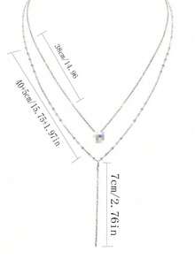 1pc Senior Sense Long Y Fringe Flash Diamond Necklace Female Niche Light Luxury Double Sexy Collarbone Chain Exquisite Choker - Star - View 4