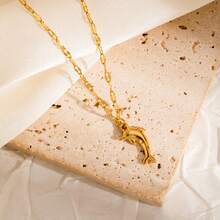 1pc Minimalist Ocean Theme Necklace, Stainless Steel Pendant Necklace, Versatile For Daily Wear, Beach Vacation - Multicolor - View 8