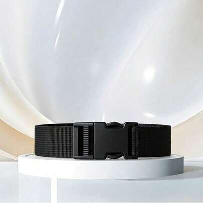 1pc Flat Plastic Buckle Belt, Plastic Buckle Headband, Canvas Waistband For Military Training, Casual Jeans, Unisex, Suitable For Women In Summer/School/Autumn, Sports/Outdoor, Adjustable, Breathable, Quick-Drying, Training, No Metal, Daily Wear