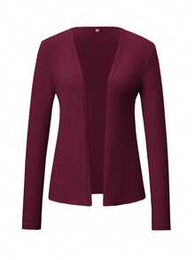 Áo khoác cardigan dệt kim Vera Lane dành cho nữ, phong cách Y2K giản dị, dễ thương, màu trơn, không cài cúc, phù hợp cho các buổi hòa nhạc và các dịp khác, nhẹ nhàng và đa năng, phong cách nghỉ lễ biển, trang phục lễ hội âm nhạc Phục Sinh. - Màu Đỏ Sâu - Xem 3