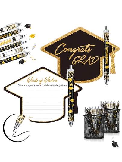 Bộ 18 món bút bi và thiệp chúc mừng tốt nghiệp năm 2026, bút tốt nghiệp, thiệp tốt nghiệp, quà tặng tiệc tốt nghiệp, đồ dùng học tập, đồ dùng văn phòng phẩm, phụ kiện hoàn hảo cho trang trí tiệc tốt nghiệp, quà tặng tốt nghiệp chất lượng cao dành cho nam và nữ sinh viên tốt nghiệp.