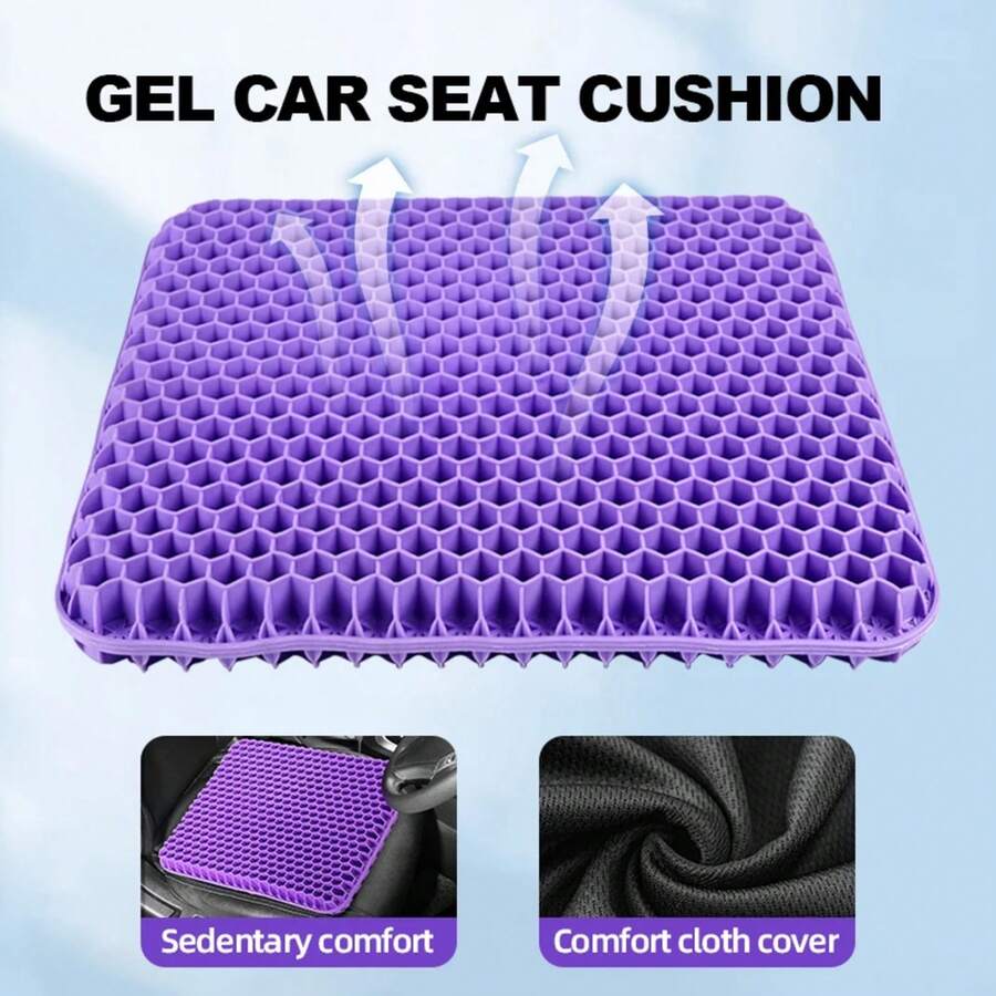 Gel Seat Cushion Summer Breathable Honeycomb Design For Pressure Relief Back Tailbone Pain - Home Office Wheelchair Chair Cars - purple - 查看 1