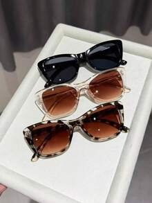 6件套女士方形未来主义风格配饰，适合户外活动、约会、朋友聚会、海滩等场合。 - 6pcs 紋茶米白 - 查看 5