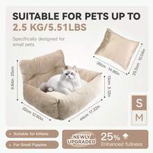 HAZOOWILL Pet Car Seat & Travel Bed, Suitable For Small Dogs And Cats, With Anti-Slip Base And Adjustable Straps, Lightweight And Foldable, Multi-Purpose Design, Perfect For Road Trips And Home Use - Beige - View 13