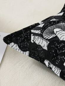 1个蘑菇图案的高端沙发枕套，适用于客厅和卧室，轻奢简约 - 黑色 - 查看 4