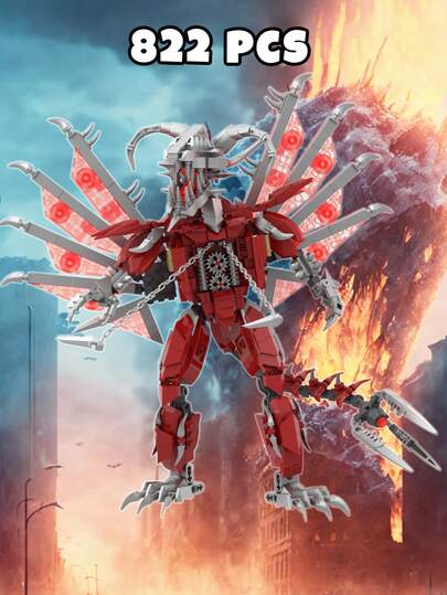822pcs Movie-Themed Building Blocks Toy Action Figure Set Apocalyptic Mech Battle Set Creative Educational Fun Construction Model Collectible Birthday Girls