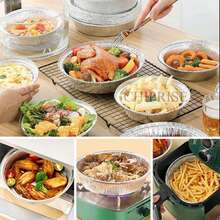CHIPRISE 40-Piece Pack (20 Plates + 20 Lids) 9-Inch Round Aluminum Foil Baking Pans With Clear Lids And Spoons - Suitable For Baking, Cooking, Storing, And Roasting; Also Suitable For Various Holidays Such As Christmas And Thanksgiving. - View 3