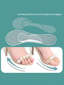 1 Pair Women's Transparent Silicone Arch Support 3/4 Length High Heel Insoles, Fashionable Non-Slip Hidden Inserts - Clear - View 7