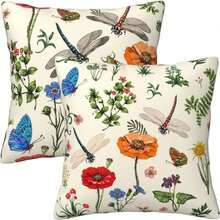 1pc Or 2pc Pack 18x18 Inch Coastal Beach Pillow Covers Double-Sided Printed, Starfish Coral Seahorse Design Fade Resistant Throw Covers For Sofa Bed Patio, Indoor Outdoor Decor Living Room Bedroom Farmhouse Style, Pillow Insert Not Included - Floral - View 2
