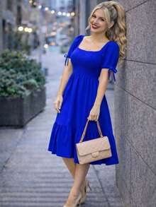 VESTIDO LARGO TIPO CAMPESINO CON MANGA MOD. ALY - azul real - Ver 2