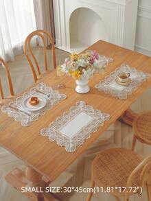 1 pieza Camino de mesa de encaje 100% poliéster lavable, decoración del hogar minimalista y elegante, resistente al calor y a las manchas, tapete de mesa de comedor adecuado para comedor, cocina, sala de estar, interior y exterior, disponible en múltiples tamaños y colores - Café integral - Ver 5