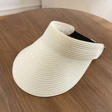 1顶夏季沙滩遮阳帽 女士便携折叠宽檐草帽 时尚镂空帽顶草帽 女孩渔夫帽 旅行 - A - 查看 13