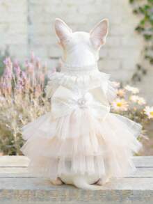 1pc Pet Dress, Cute Romantic Tulle Skirt Series Wedding Dress For Small Dogs & Cats - Multicolor - View 1
