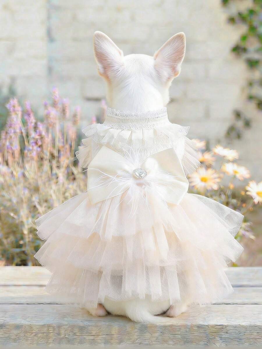 1pc Pet Dress, Cute Romantic Tulle Skirt Series Wedding Dress For Small Dogs & Cats - Multicolor - View 1