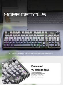 X98Pro 三模式 RGB 无线键盘，带侧刻屏幕、蓝牙和可定制游戏机械键盘 - 查看 11