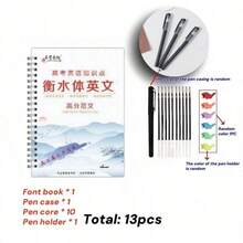 13 piezas/15 piezas Cuadernos de calografía en inglés con grabados (con set de bolígrafos borrables, reutilizables), serie de libros de palabras/frases/artículos, práctica de caligrafía con pluma fuente/caligrafía, hojas de caligrafía creativas reutilizables, cuadernos de ejercicios de escritura para estudiantes para mejorar sus habilidades de escritura y cultivar el interés por la escritura, regalo divertido de Año Nuevo, regalo de vacaciones, recompensa de aprendizaje, regalo de Navidad, regalo del Día de Acción de Gracias, regalo del Día del Maestro - Multicolor - Ver 14