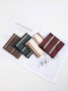 1pc Fashionable Casual Versatile Men's Retro Striped Pattern Pocket Square Handkerchief Suitable For Daily, Party, Business Events - Multicolor - View 2