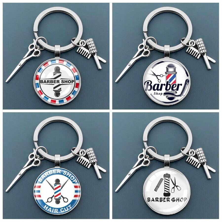 1 Llavero de regalo de peluquería con tijeras de estilista y peine - Plata antigua - Ver 1