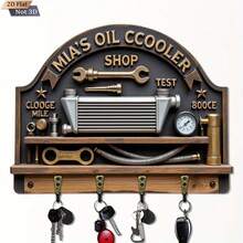 1 Oil Cooler Machine Tool Key Hook | Wooden Multi-Functional Home Key Rack, With Four Metal Hooks, Wall Decoration, Porch Decoration, Room Decoration, Villa Decoration, Seasonal Home Decoration - Multicolor - View 2