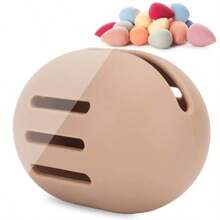 Estuche Ventilado para Soporte de Esponja de Maquillaje Lindas Esponjas de Belleza de Silicona Licuadora Cosmética Contenedor de Transporte Caja de Almacenamiento de Huevos de Caqui - Caqui - Ver 8