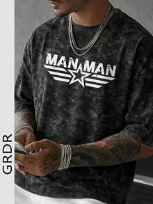 GRDR | Camiseta de manga corta con estampado minimalista y retro de estilo italiano para hombres | Adecuada para uso en verano | Cómoda y transpirable | Moda de vanguardia - Negro - Ver 3