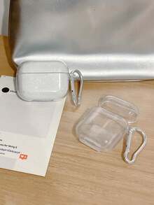 Shockproof Glitter Soft Bluetooth Earphone Case Compatible With AirPods Pro 4, 3, 2, 1 Transparent Bluetooth Earphone Protective Cover, Soft Earphone Case With Stand Spring Gift - Clear - View 7