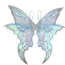 Butterfly Wing For Women, Double Layered Glitter Cutout Sheer Fairy Wings Halloween Cosplay Supplies - Blue - View 1