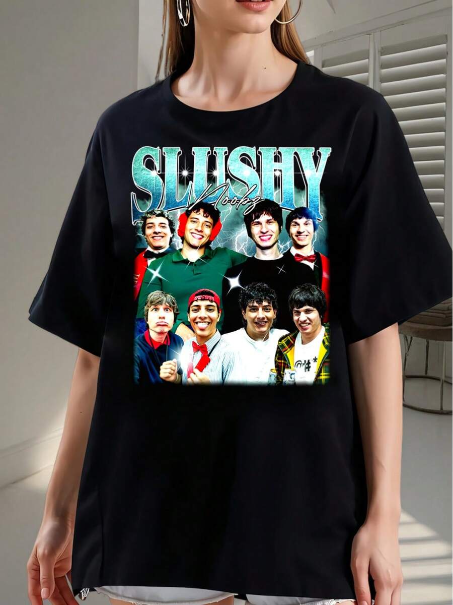 Slushy Noobz Vintage Shirt, Slushy Noobz Merch, Hamzah Fan Gift, 90s Shirt, Pinterest Style Shirt, Merch Printed 2026 T-Shirt - Made Of Pure Cotton, It Is Soft And Breathable, Suitable For Both Men And Women. It Is A Casual Shirt Suitable For All Seasons And A Fashionable Souvenir. It Is Suitable For Daily Wear, Street Fashion Enthusiasts, And Music Lovers. - Black - View 1