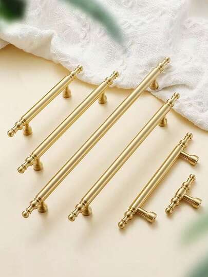 1pc European Style Solid Cabinet Handle, Suitable For Drawers, Wardrobes, Cabinet Doors, Kitchen Cabinets, Vanities, Entryway Cabinets, Cupboards, Solid Hardware For European Furniture, Copper Material, Screws Included For Free