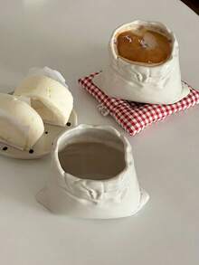 420ml Canvas Bag Cup, Creative Coffee Cup With Latte Art, Elegant Office Water Cup, Minimalist Handgrip Ceramic Cup For Home Snacks - Multicolor - View 6