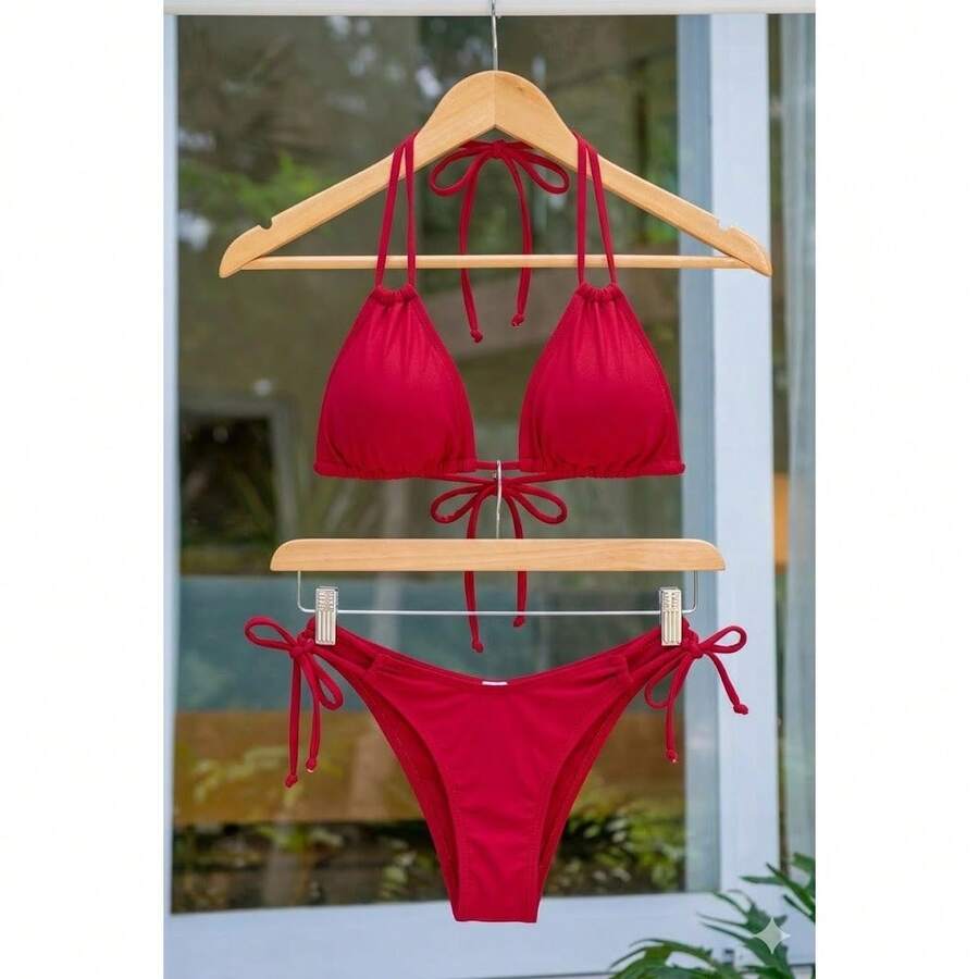 Women's Plus Size Bikini, Adjustable Beachwear - Red - View 1