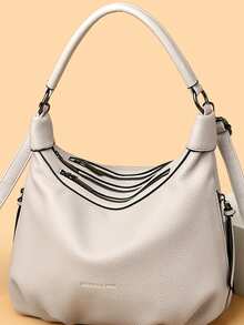 Women Handbags PU Leather Women Shoulder Bag Fashion Luxury Ladies Messenger Bags High Quality Female Tote Bag - Light Grey - View 2