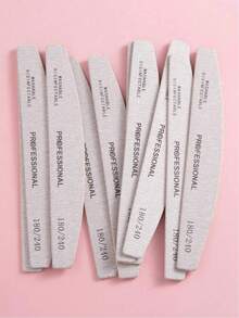 7pcs Grey Crescent Shaped Thin Nail Files 180/240 Grit Wooden Manicure Tools - Light Grey - View 8