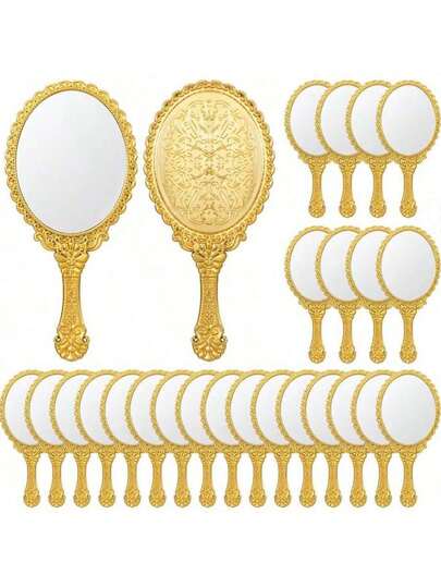 1/3/5/10/20pcs Retro Hand Held Mirror | Multiple Colors Available | Elegant European Style Wedding Favor | Thoughtful Mother's Day Gift | Portable Telescopic Makeup Mirror