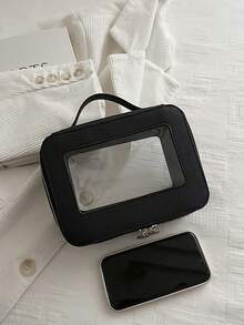 New Transparent Makeup Case, Large Capacity Women Handbag - Black - View 9