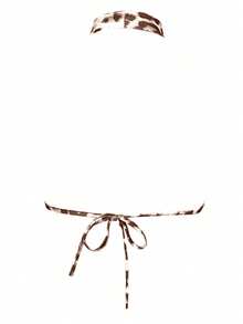 性感豹纹露背吊带短款上衣，休闲夏季款 - 巧克力棕 - 查看 3